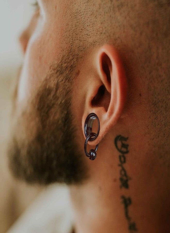 Earblity 1 Pair Basic gauges+1 rings+1 balls 00g/ 10mm Ear Tunnels Plugs 316 Stainless Steel Black Ear Gauges Weight Saddle Plugs Hypoallergenic expander Piercing Body Jewelry - Image 2